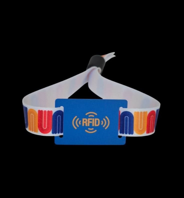 Fabric RFID wristbands enabling cashless payments and stored-value spending at festivals and arenas